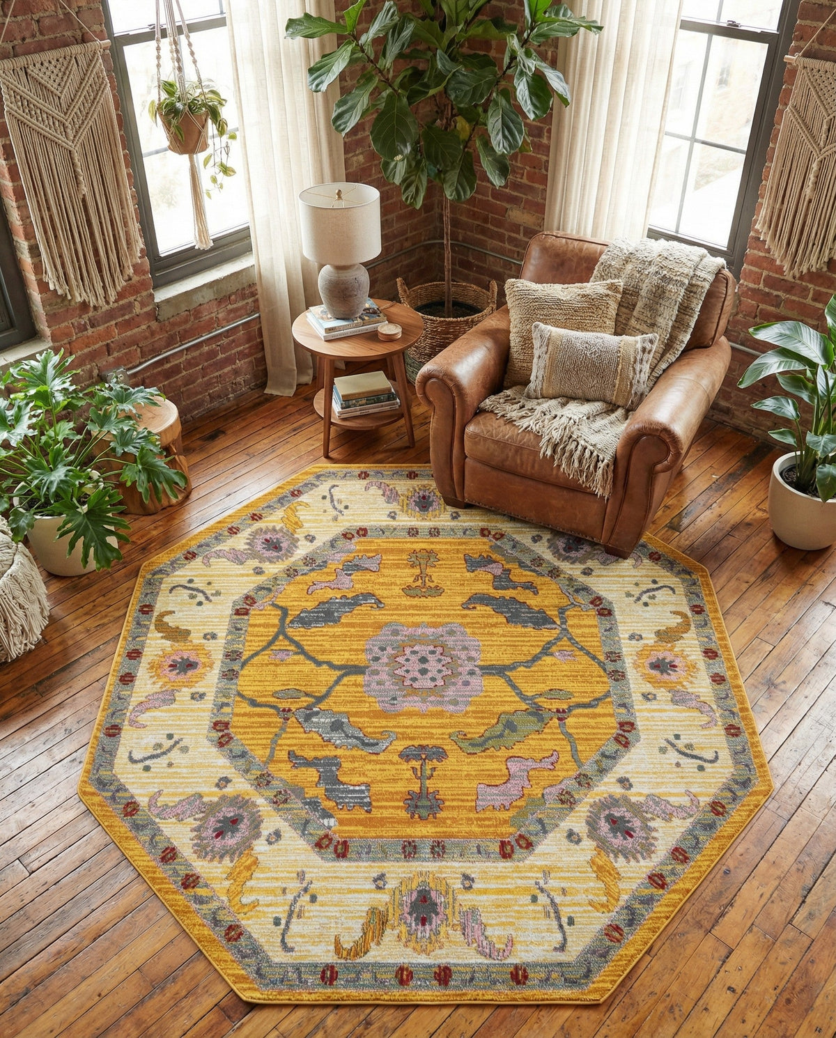Arcadia Rugs Collection Area Rug - Eden (Yellow) Octagon Yellow  lifestyle 47