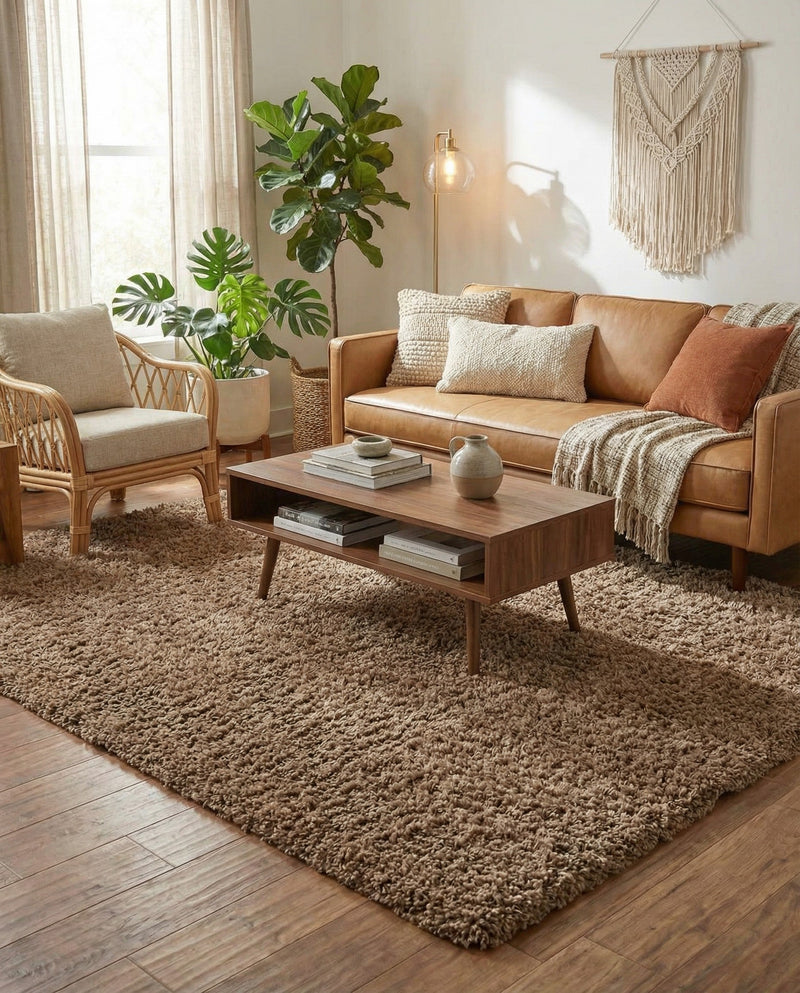 Plush Oasis Collection Area Rug - Serenity (Sandy Brown) Rectangle Sandy Brown  lifestyle 18
