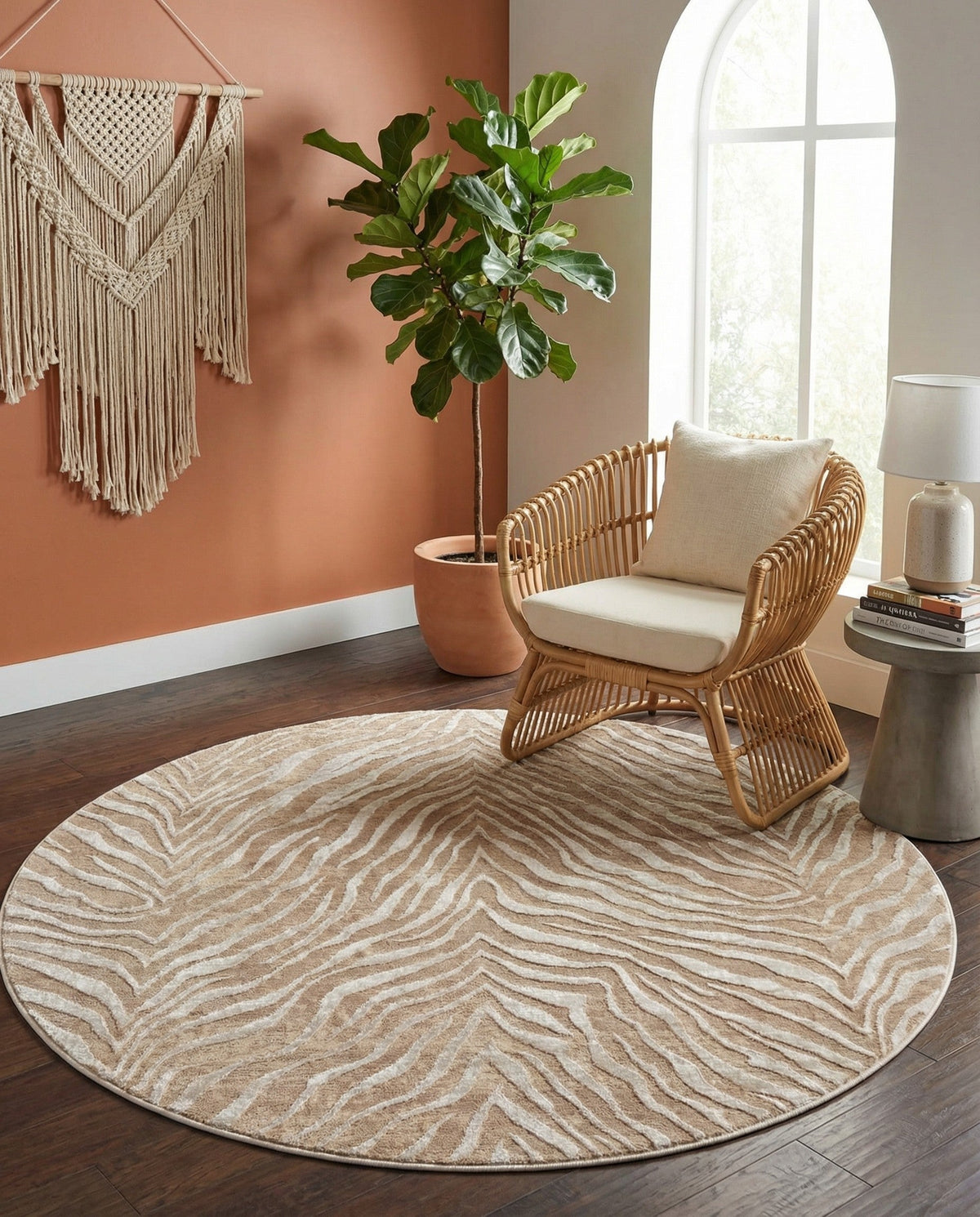 Bloomsbury Elegance Collection Area Rug -  Chelsea Round Ivory Beige  lifestyle 171
