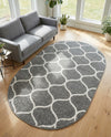 Trellis Mosaic Collection Area Rug -  Pergolatown (Dark Gray) Oval Dark Gray  lifestyle 76