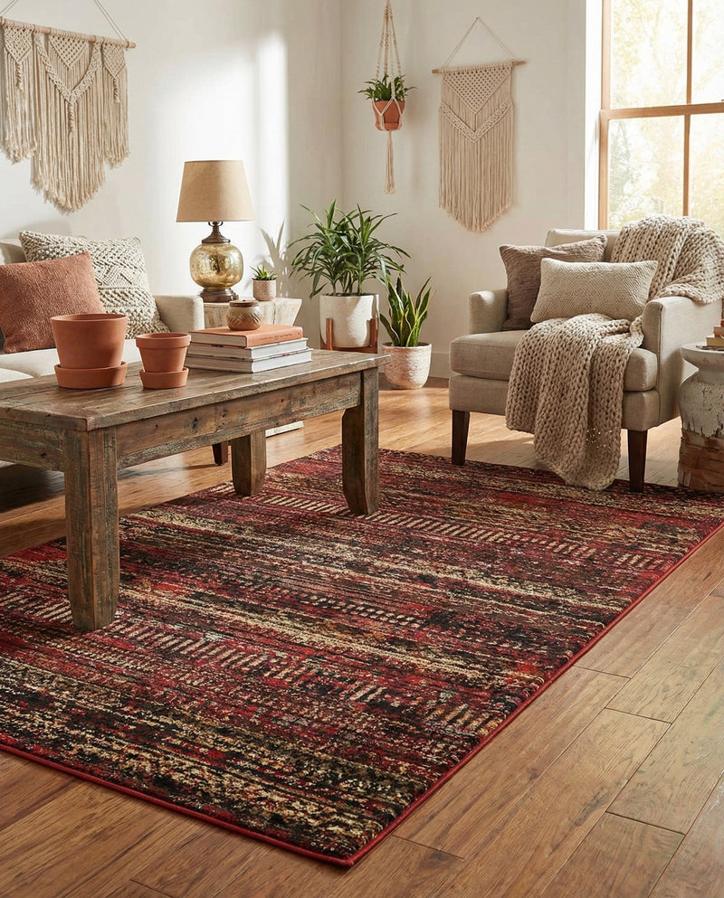 Neptune Elegance Collection Area Rug -  Nereid Rectangle Burgundy  lifestyle 65