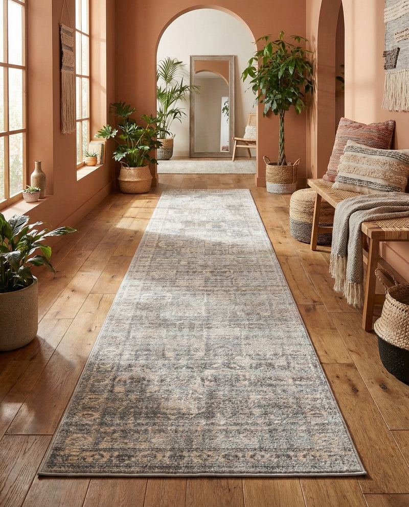 Seville Stripes Collection Area Rug -  Granada (Gray) Runner Gray  lifestyle 46