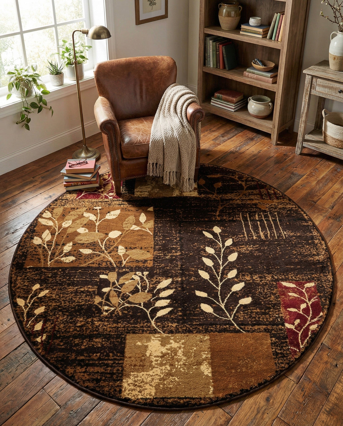 Bistro Lounge Collection Area Rug -  Affogato Round Brown  lifestyle 131