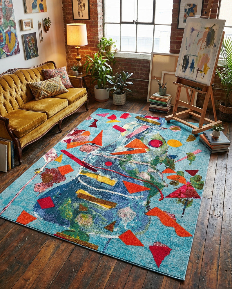 Colorburst Oasis Collection Area Rug -  Fresco Rectangle Aqua  lifestyle 24