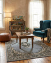 Tabriz Tapestry Collection Area Rug - Azerbaijan (Gray) Rectangle Gray  lifestyle 5
