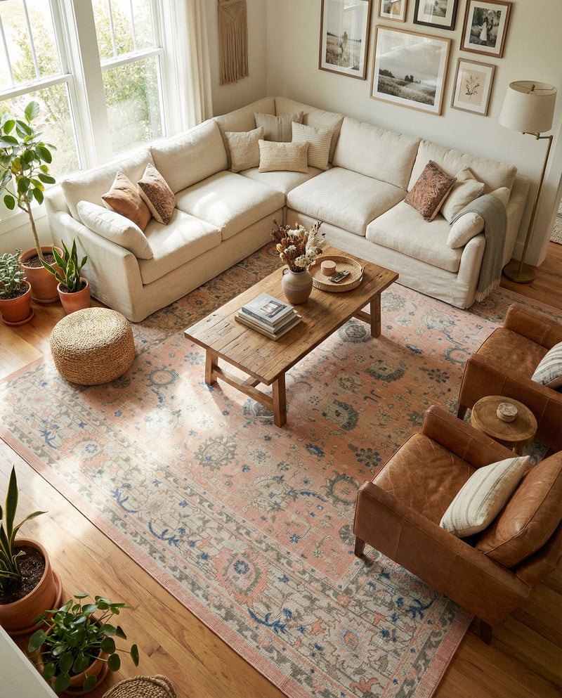 Savannah Series Collection Area Rug -  Beaufort Rectangle Powder Pink  lifestyle 31