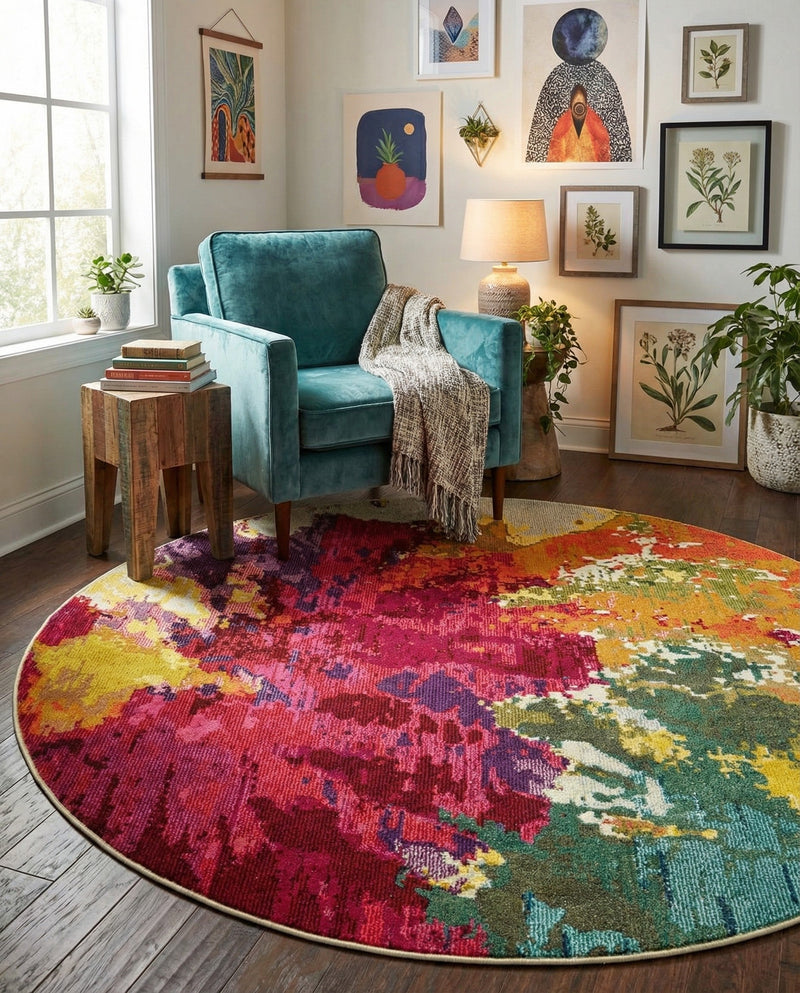 Marrakesh Elegance Collection Area Rug -  Palais Round Multi  lifestyle 34