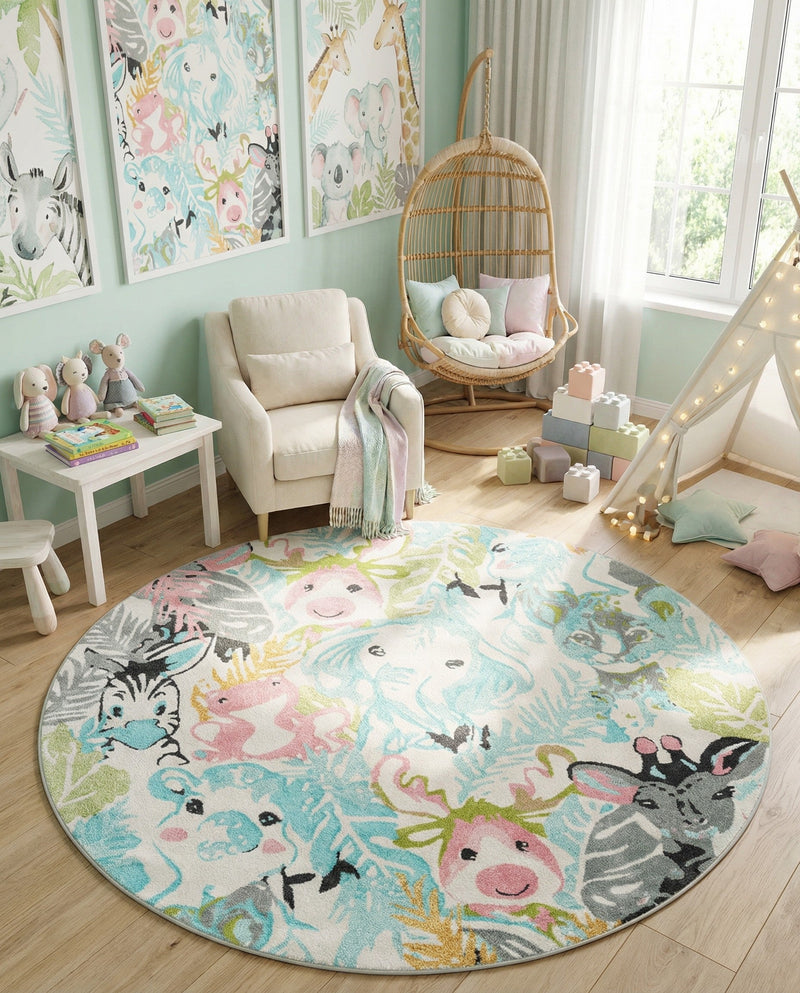 Wonder Tykes Collection Area Rug -  Splash Round Multi  lifestyle 53
