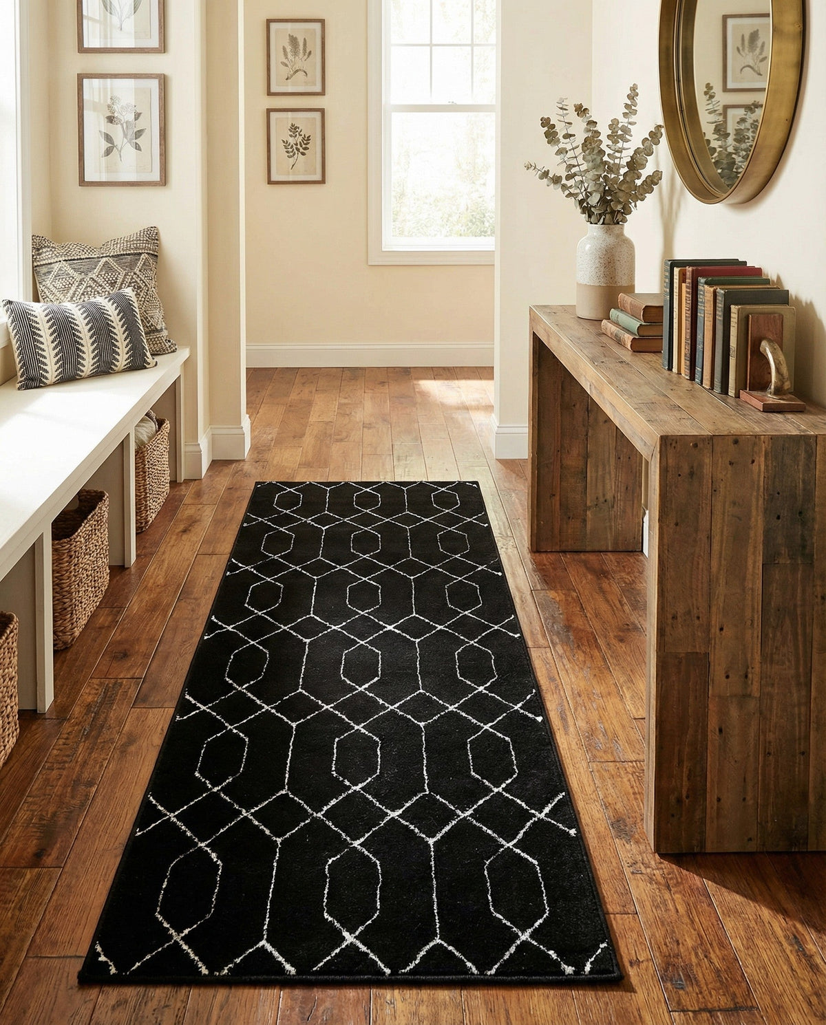 Hollywood Luxe Collection Area Rug - Sunset Runner Black and Silver  lifestyle 193