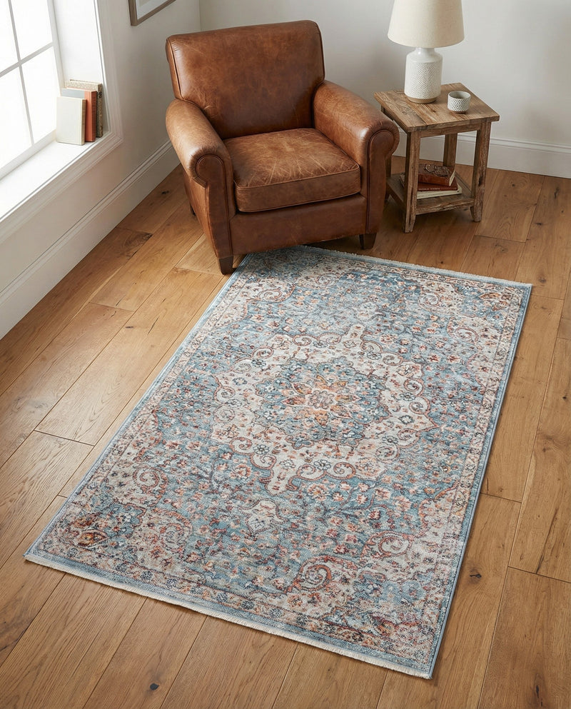 Coastal Haven Collection Area Rug - Seabreeze (Blue) Rectangle Blue  lifestyle 4