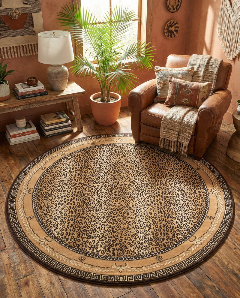 Savannah Sojourn Collection Area Rug -  Limpopo Round Brown  lifestyle 73