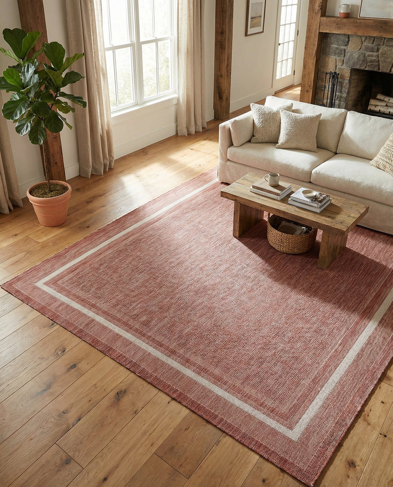 Terrace Fringe Collection Area Rug - Veranda (Rust Red) Rectangle Rust Red  lifestyle 32