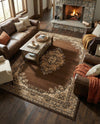 Tabriz Tapestry Collection Area Rug - Azerbaijan (Brown) Rectangle Brown  lifestyle 9