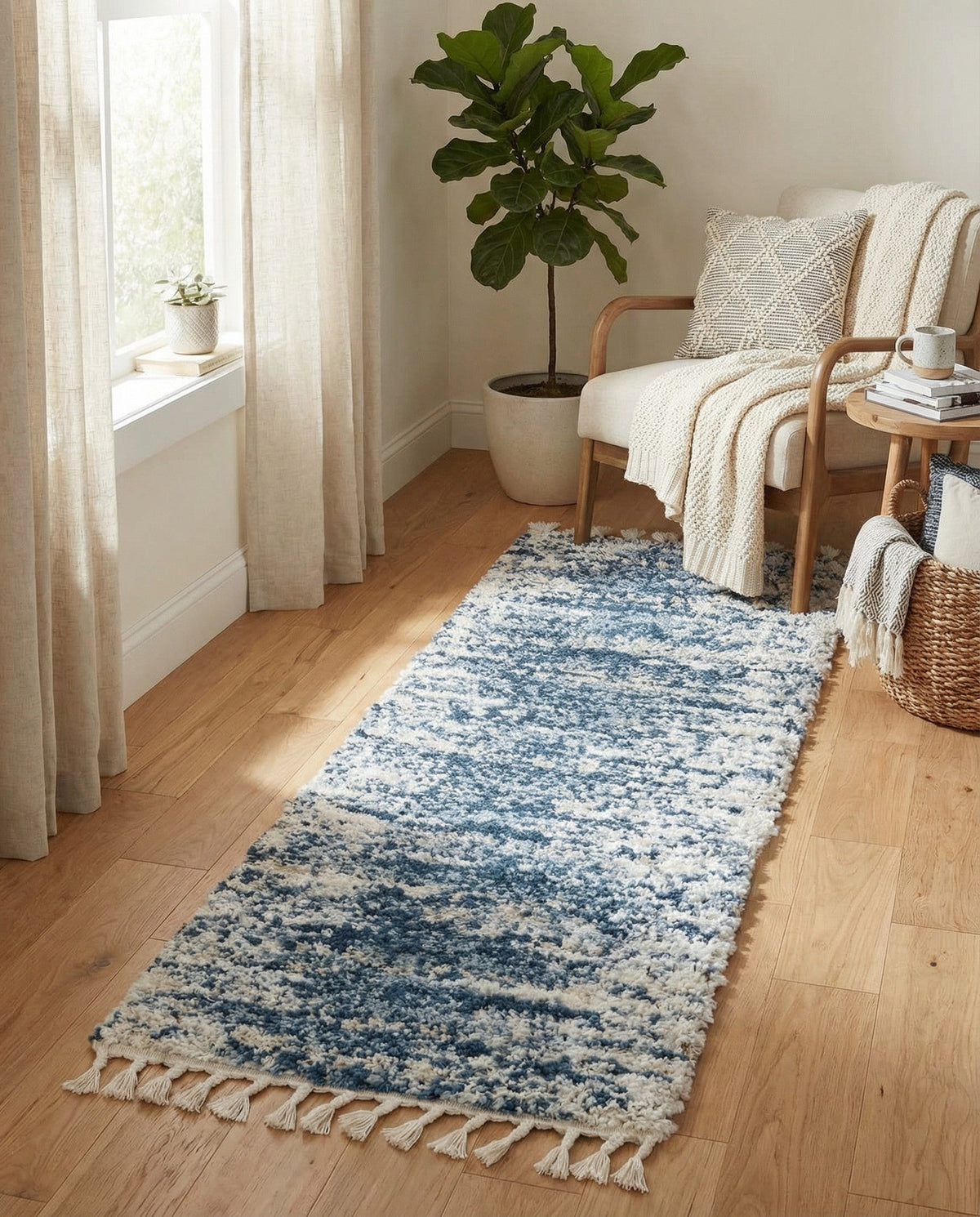 Tranquil Tides Shag Collection Area Rug -  Azure Runner Blue  lifestyle 162