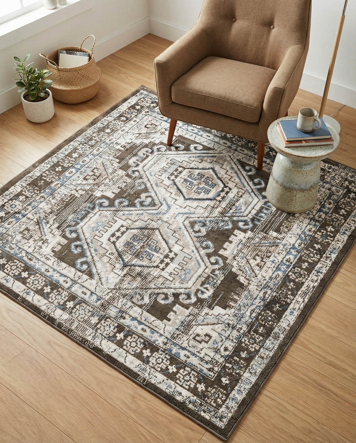 Savannah Elegance Collection Area Rug -  Tybee (Gray) Square Gray  lifestyle 88