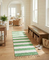 Tassel Trail Collection Area Rug - Pathway (Green and Ivory) Runner Green and Ivory  lifestyle 42