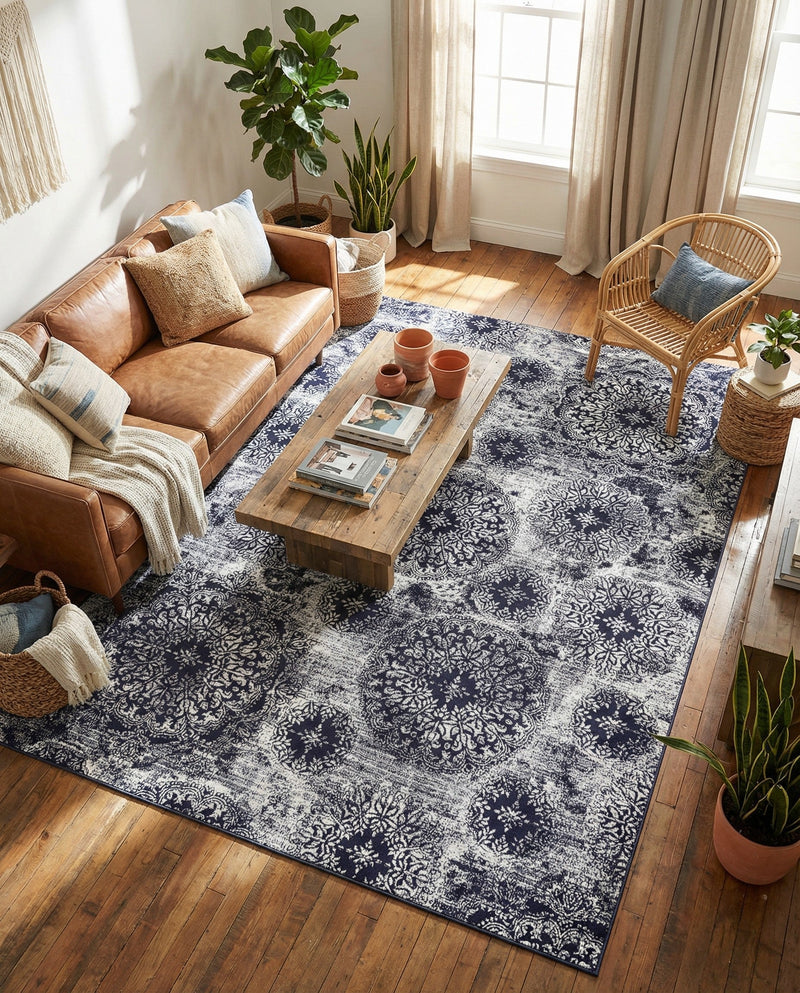 Riviera Elegance Collection Area Rug -  Monaco (Navy Blue) Rectangle Navy Blue  lifestyle 17