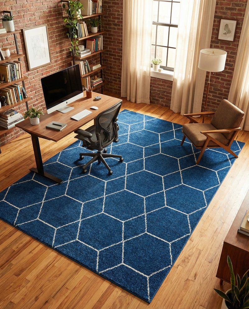 Trellis Mosaic Collection Area Rug - Arborville (Navy Blue) Rectangle Navy Blue  lifestyle 21