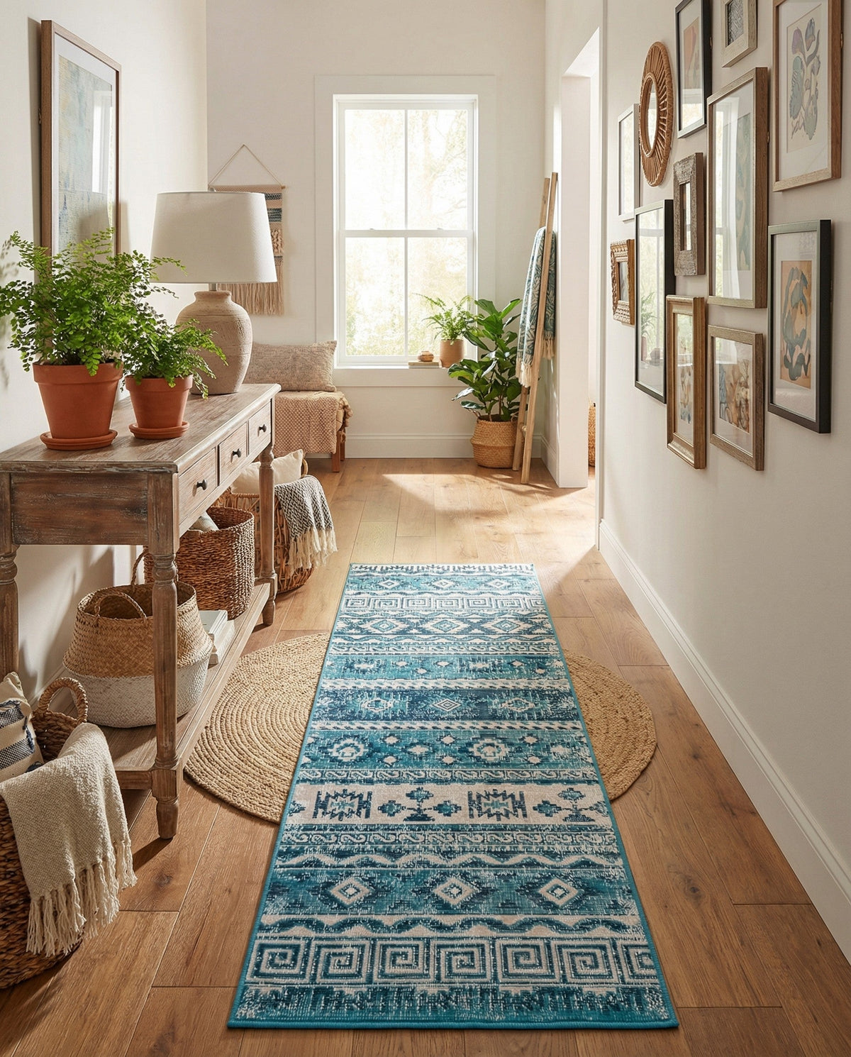 Geneva Terrace Collection Area Rug - Montreux Runner Blue  lifestyle 102