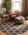 Lattice Gardens Collection Area Rug -  Bloomfield (Chocolate Brown) Round Chocolate Brown  lifestyle 72