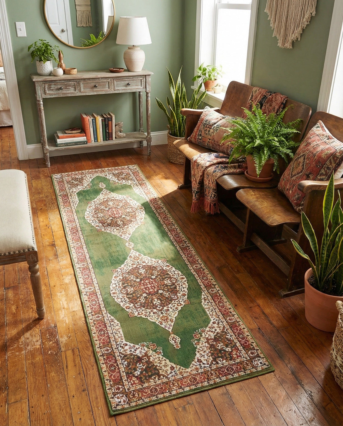 Caribbean Breeze Collection Area Rug -  Windward Runner Green  lifestyle 173