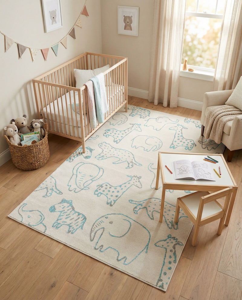 Wonder Tykes Collection Area Rug -  Spectrum Rectangle Ivory  lifestyle 57
