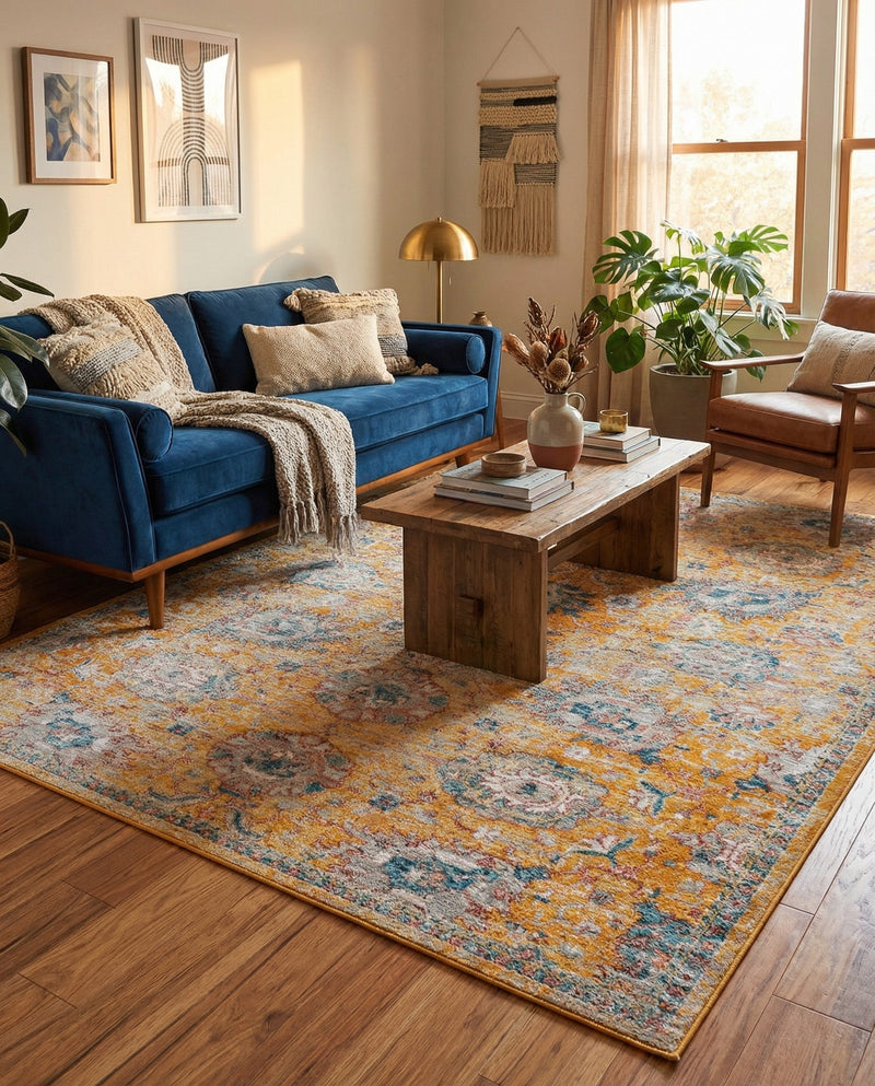 Seville Stripes Collection Area Rug -  Cordoba (Yellow) Rectangle Yellow  lifestyle 25