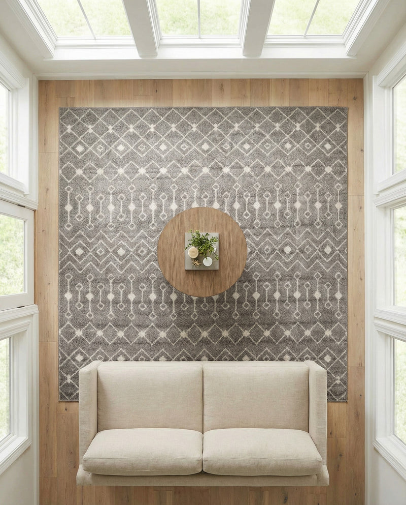Mediterranean Lattice Collection Area Rug - Santorini (Gray) Square Gray  lifestyle 64