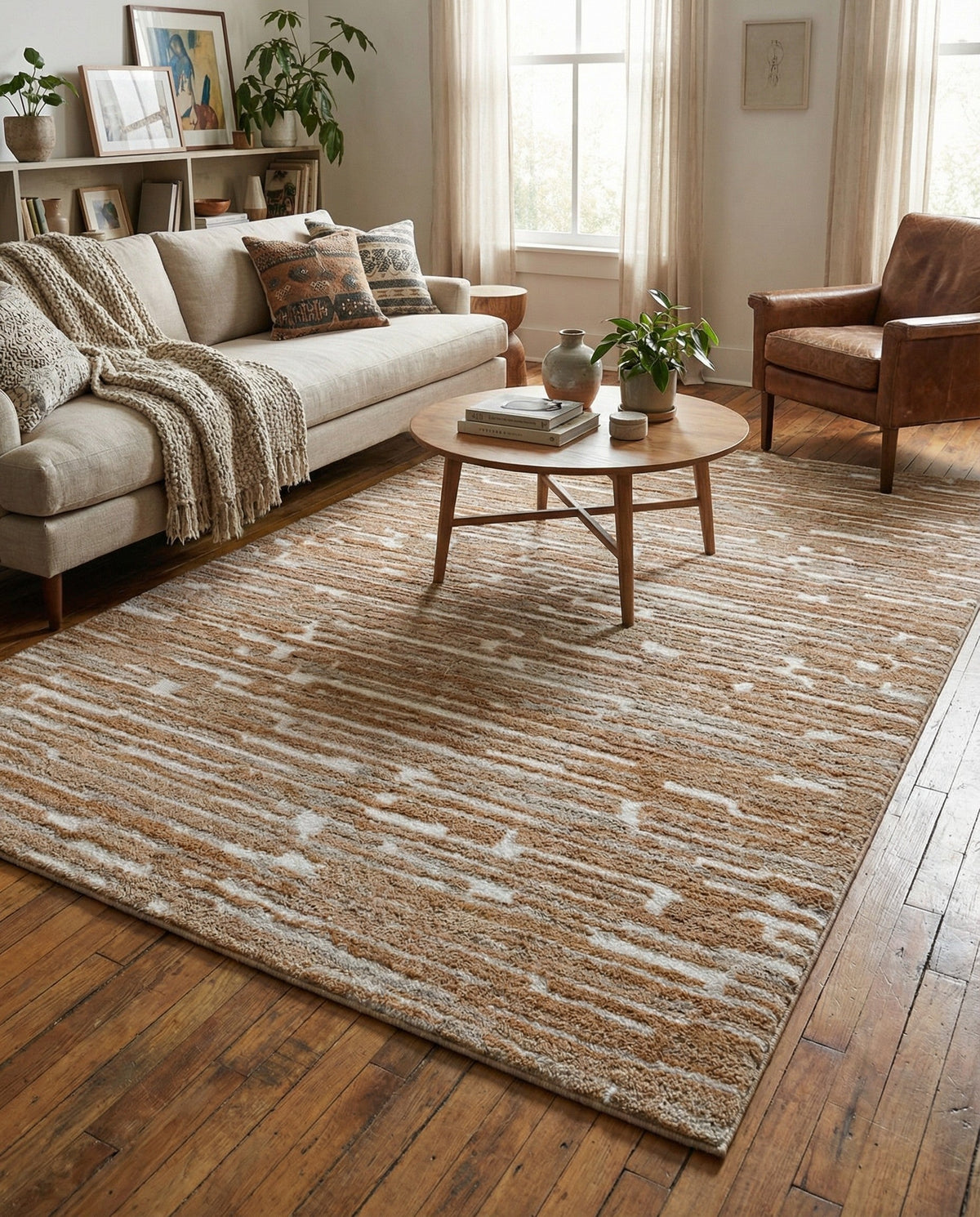 Sienna Collection Area Rug -  Rome Rectangle Caramel and Ivory  lifestyle 63
