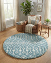 Berber Lattice Shag Collection Area Rug - Atlas (Light Blue) Round Light Blue  lifestyle 49