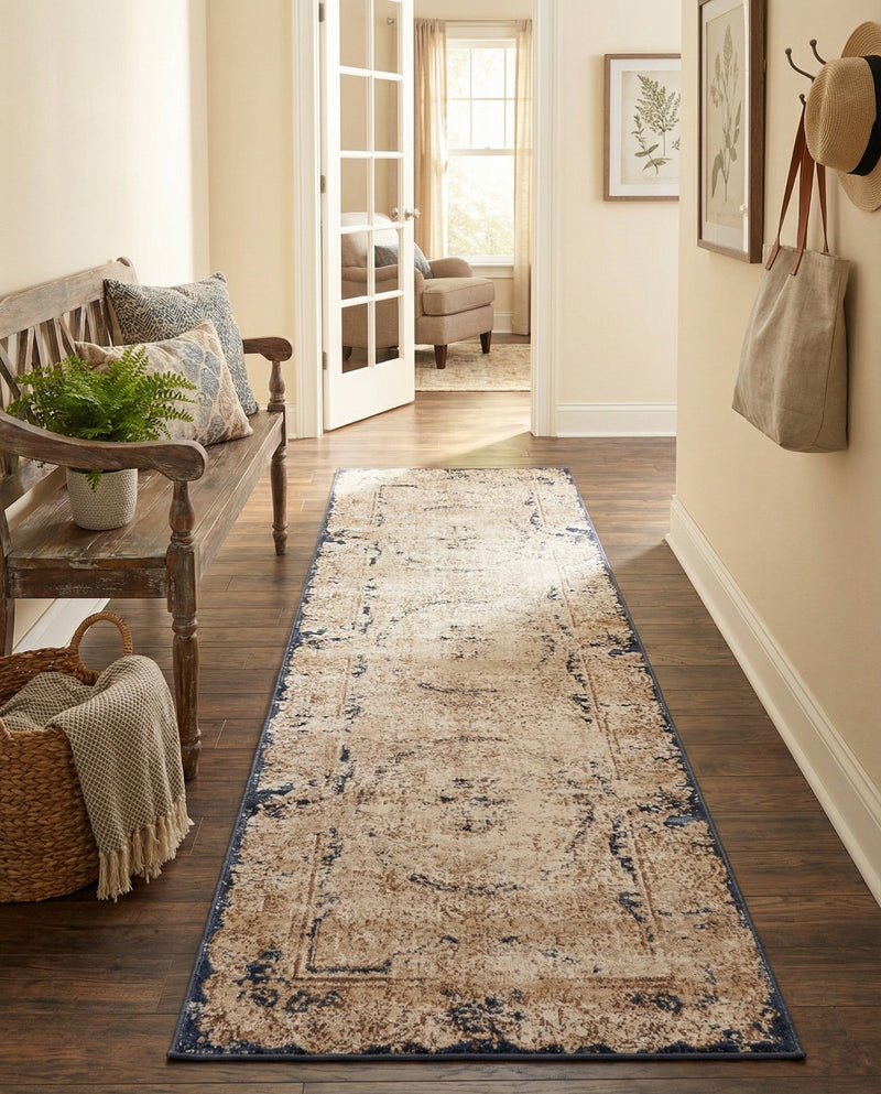 Coastal Manor Collection Area Rug -  Tidewater Runner Cream  lifestyle 29