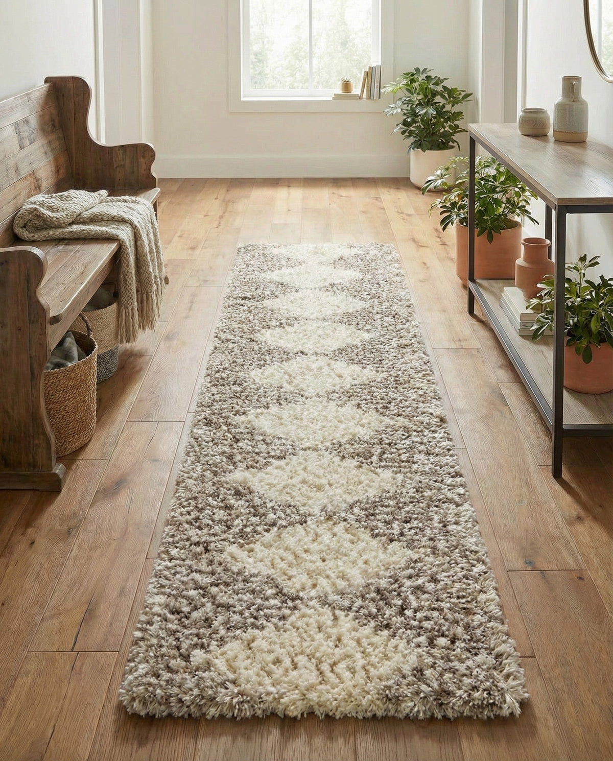 Eternal Plush Oasis Collection Area Rug -  Bliss Runner Pearl and Khaki  lifestyle 111