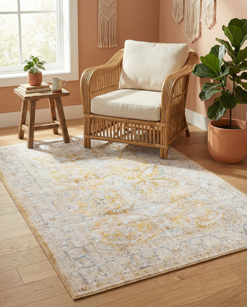 Heritage Elegance Collection Area Rug -  Miramar Rectangle Yellow  lifestyle 34