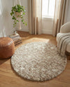 Berber Lattice Shag Collection Area Rug - Atlas (Light Brown) Round Light Brown  lifestyle 62