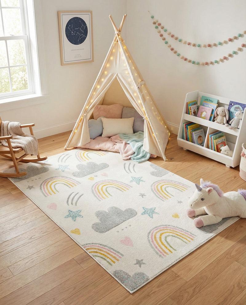 Wonder Tykes Collection Area Rug -  Pixel Rectangle Ivory  lifestyle 25