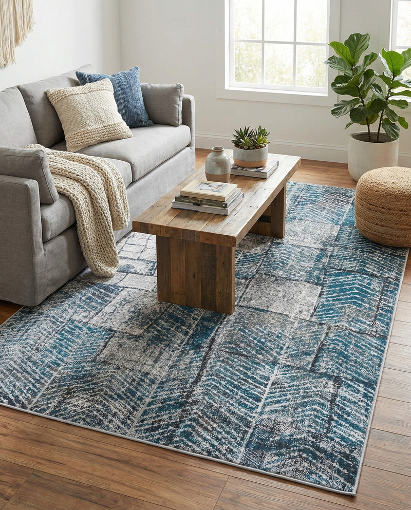 Seville Elegance Collection Area Rug - Cordoba Rectangle Gray Blue  lifestyle 18
