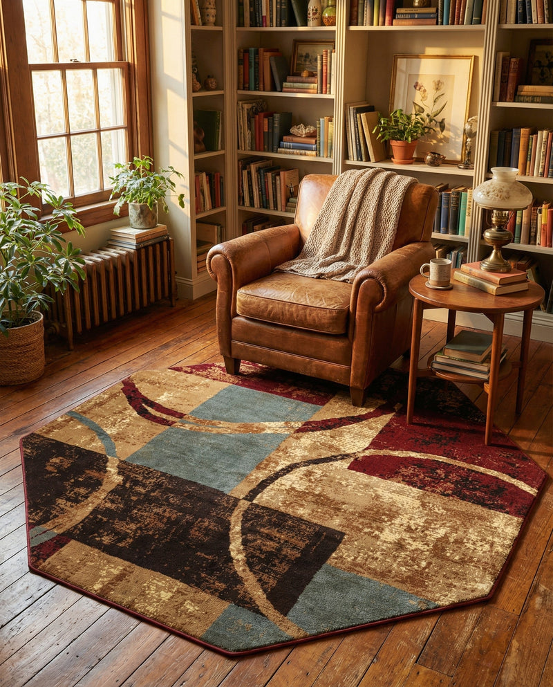 Bistro Lounge Collection Area Rug -  Ristretto Octagon Multi  lifestyle 63