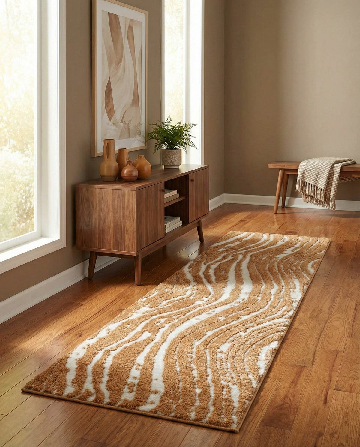 Sienna Collection Area Rug -  Garda Runner Caramel and Ivory  lifestyle 131