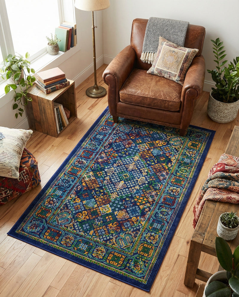 Caribbean Cove Collection Area Rug -  Mustique Rectangle Navy Blue  lifestyle 48