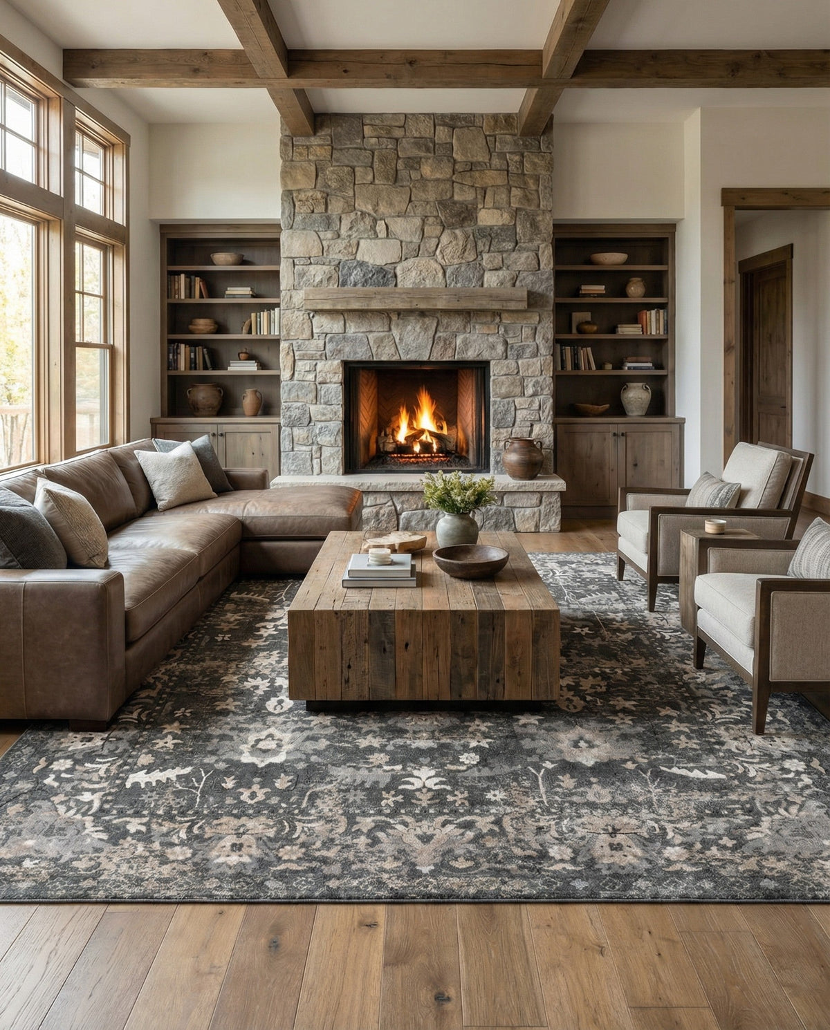Cascade Range Collection Area Rug -  Shasta (Gray) Square Gray  lifestyle 94