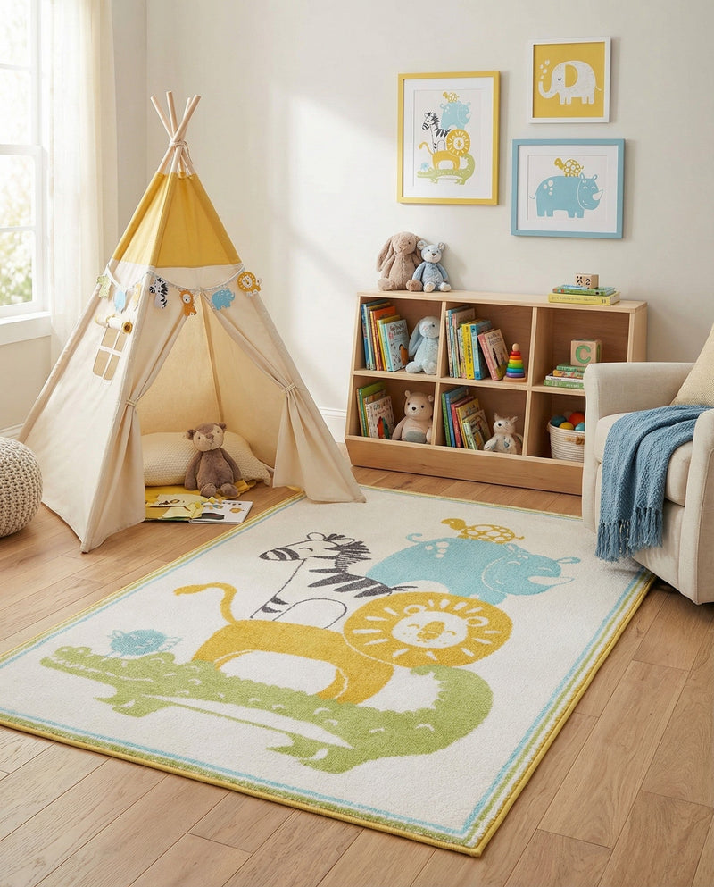 Wonder Tykes Collection Area Rug -  Prismatic Rectangle Ivory  lifestyle 9