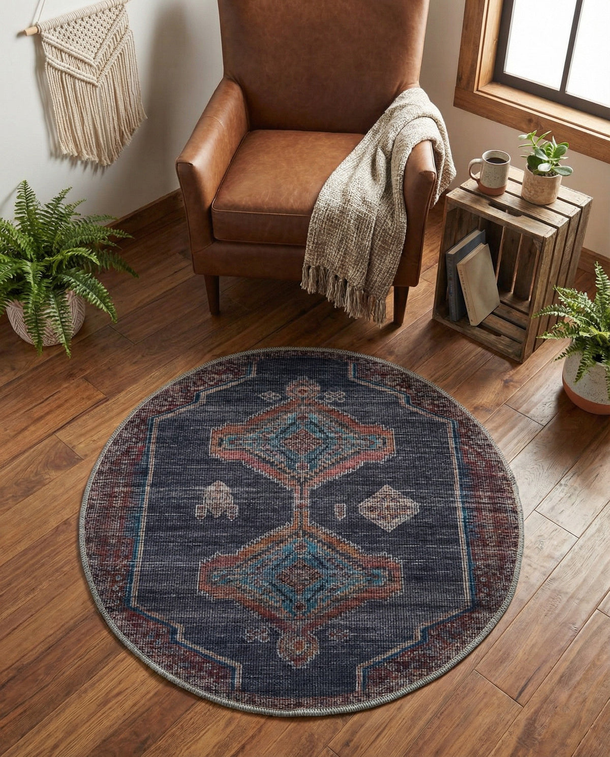 Rovaniemi Collection Area Rug - Lapland Round Charcoal and Gray  lifestyle 83
