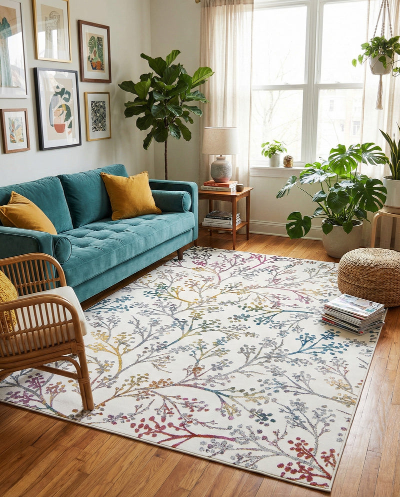 Meadow Breeze Collection Area Rug -  Sunbeam Rectangle Ivory  lifestyle 35