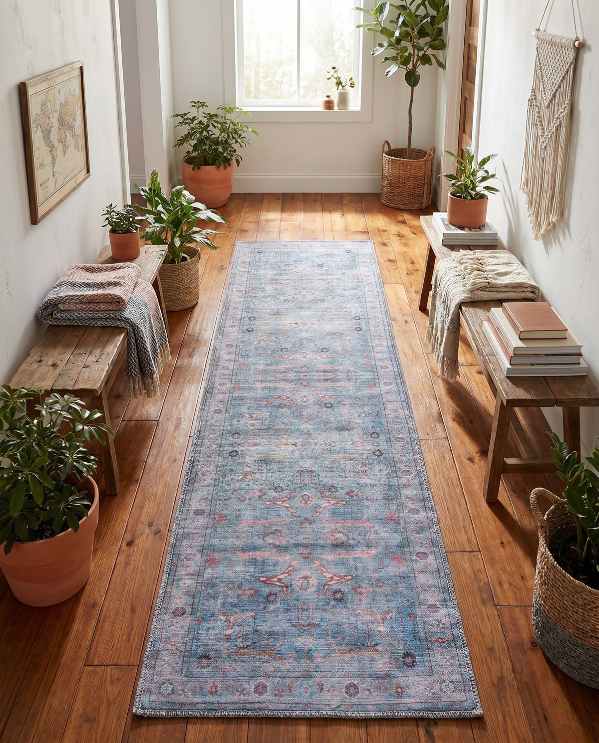 Zahara Oasis Collection Area Rug -  Marrakech Runner Blue  lifestyle 90