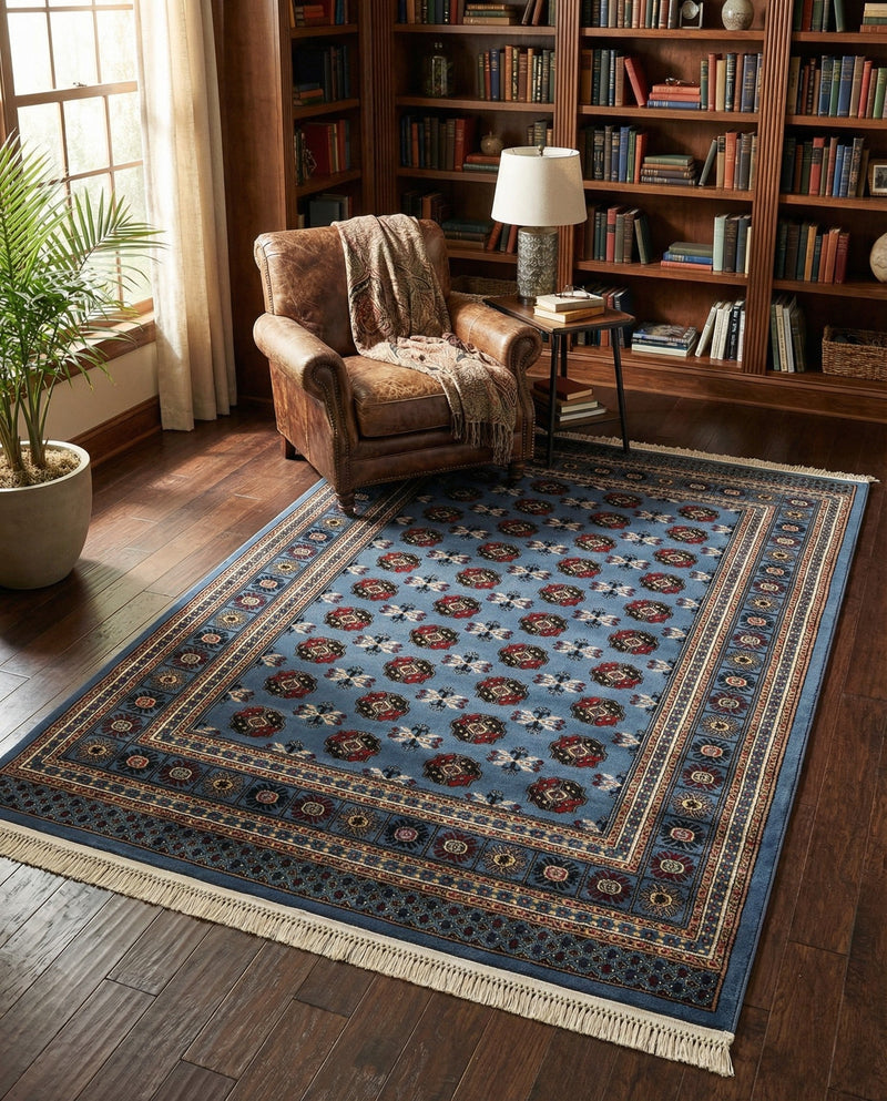 Samarkand Elegance Collection Area Rug -  Margilan (Blue) Rectangle Blue  lifestyle 9