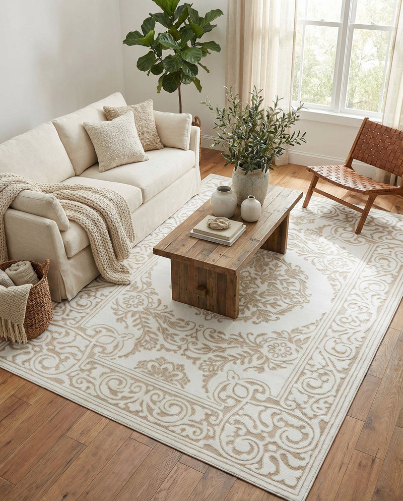 Sanctuary Retreat Collection Area Rug -  Enclave Rectangle Snow White  lifestyle 27