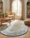 Savannah Series Collection Area Rug - Charleston (Sky blue) Oval Sky blue  lifestyle 65