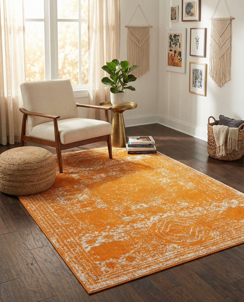 Dover Terrace Collection Area Rug -  Lagoon (Orange) Rectangle Orange  lifestyle 20