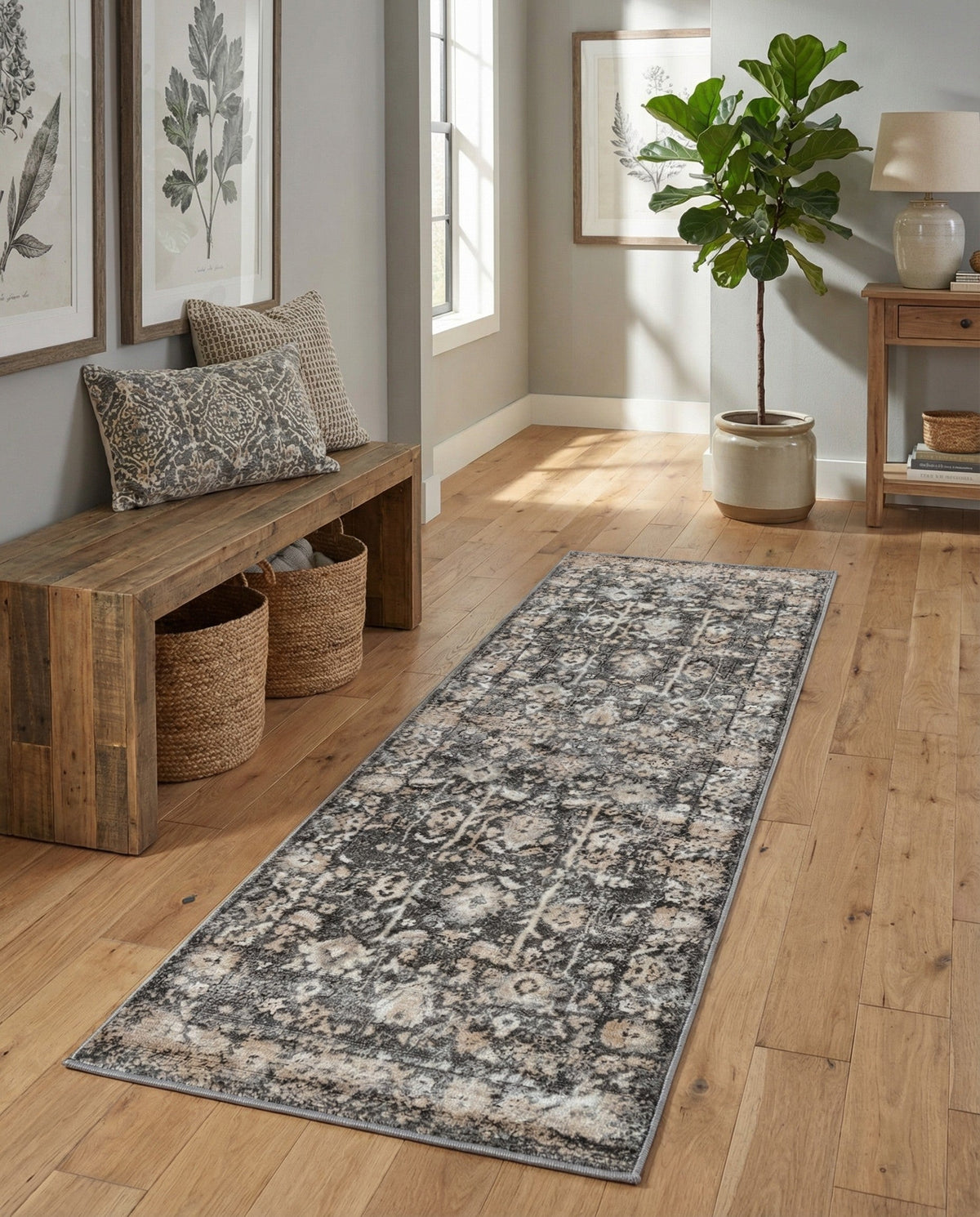 Cascade Range Collection Area Rug -  Shasta (Gray) Runner Gray  lifestyle 93
