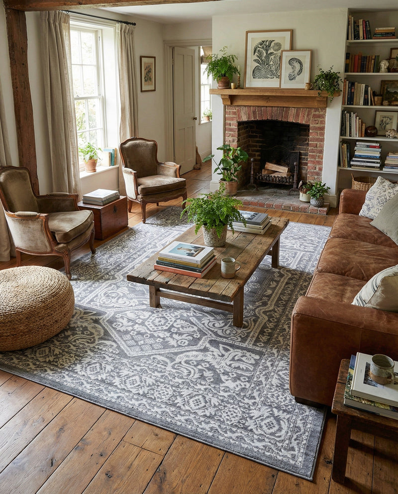 Charleston Elegance Collection Area Rug - Harborview Rectangle Gray  lifestyle 12